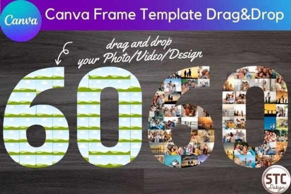 60 Sixty Number Collage Canva Frame