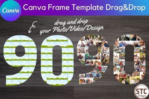 Celebrate a Milestone: The 90 Ninety Number Collage Canva Frame