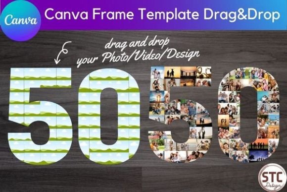 Celebrate Milestones with the 50 Fifty Number Collage Canva Frame