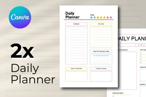Color Full Daily Planner Canva Editable: Your Organized, Earthy Design Solution