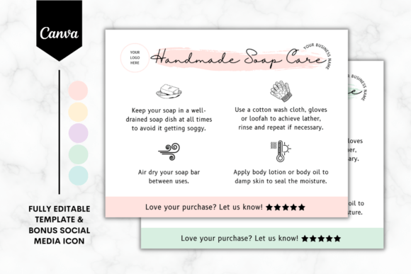 Elevate Your Brand: Custom Soap Care Card Canva Template 4