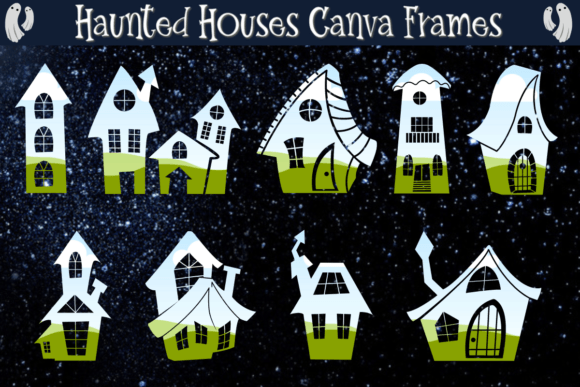 Haunted Houses Canva Frames: Spooky Elegance for Your Designs