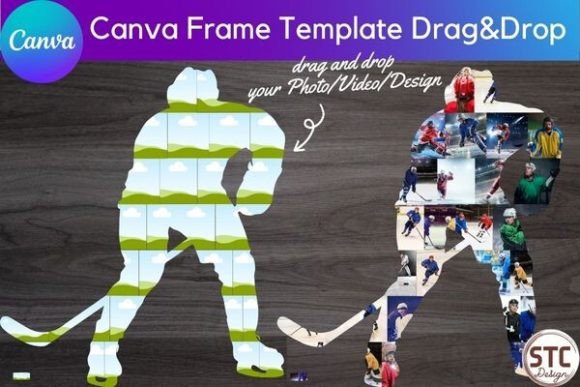 Ice Hockey Collage Canva Frame Template: Creative Design Simplified