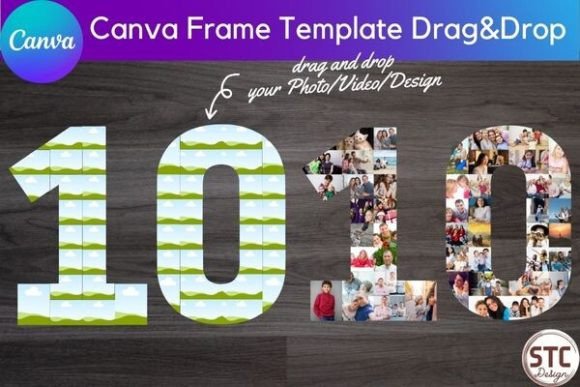Master Your Brand's Milestones with 10 Number Collage Canva Frames