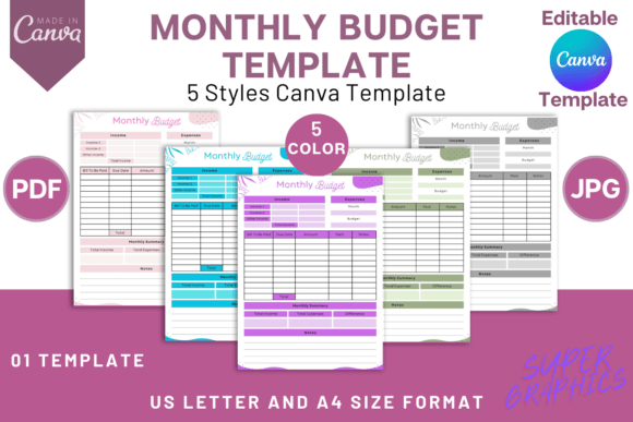 Master Your Finances: The Monthly Budget Planner Canva Template V2