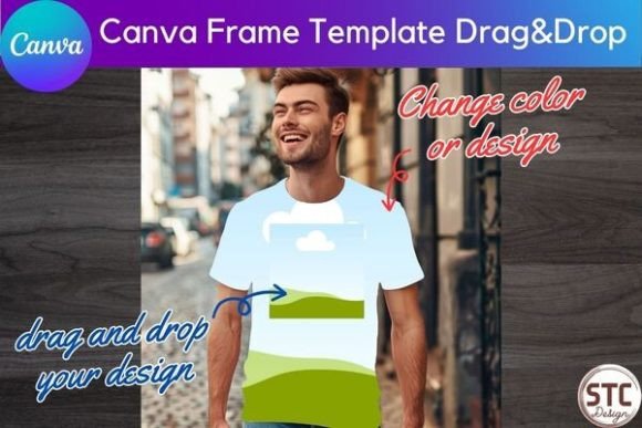 Men T-shirt Mockup Canva Frame: Easy Drag & Drop Design