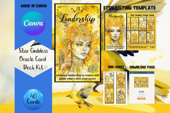 Star Goddess Oracle Cards Canva Template: Your Celestial Design Toolkit