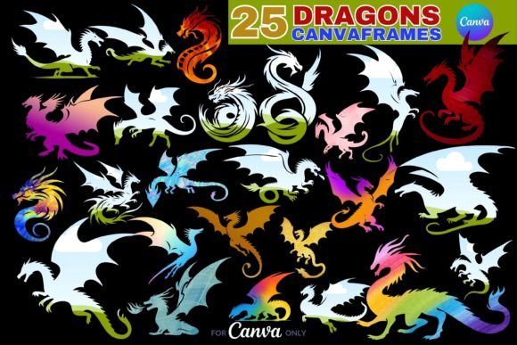 Unleash Mythical Artistry with 25 Magical Dragon Canva Frames